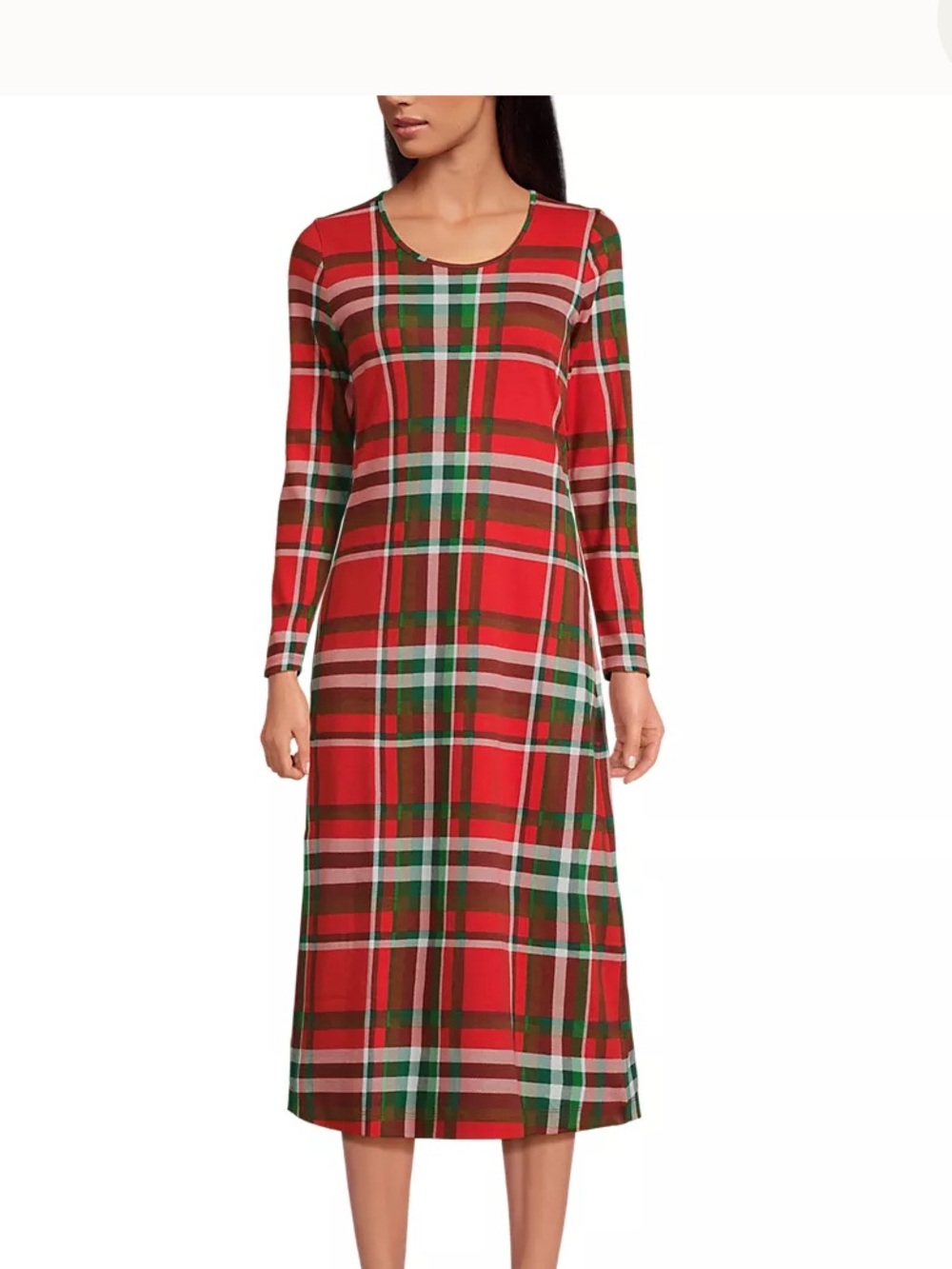 Lands' End Red Plaid Long-Sleeve‎ nightgown. Worn about 3 x- great shape- 64.95
